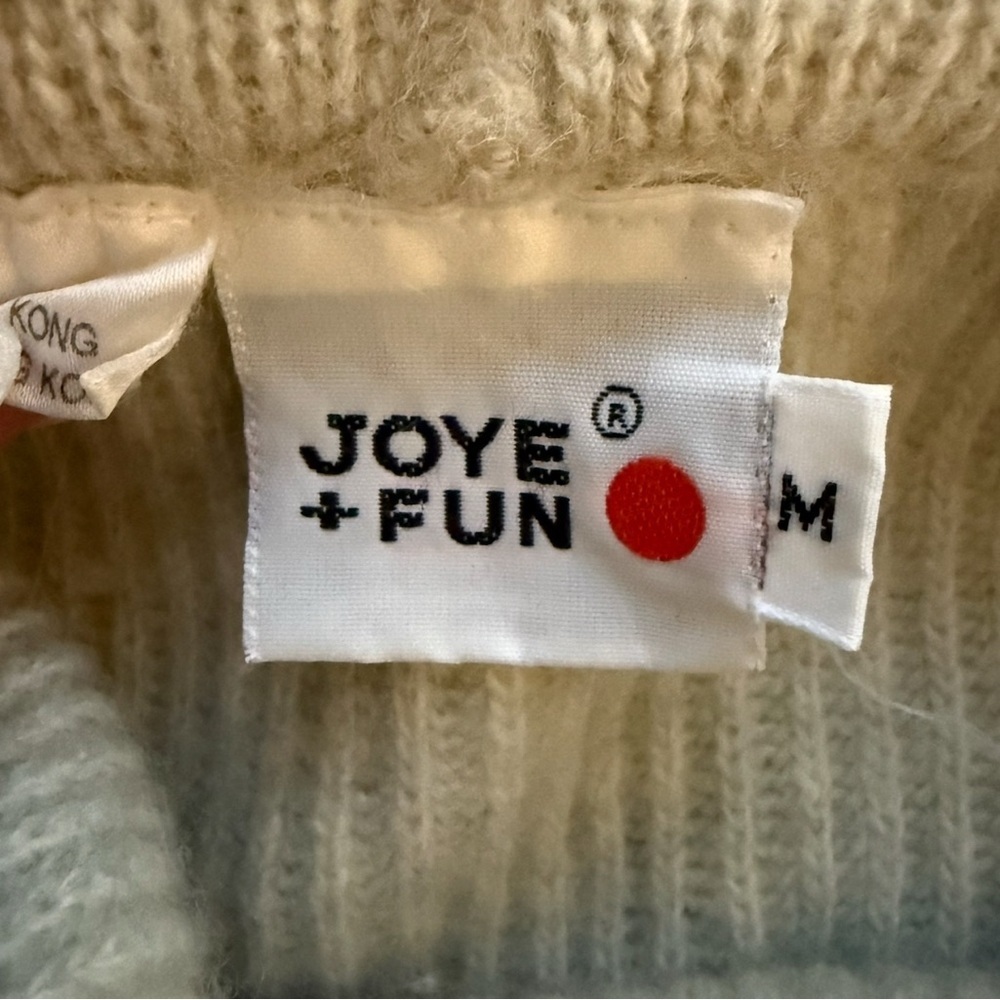 Joye + Fun Ribbed Oversized Cream Gray Cowl Neck Sweater Size M Neutral Cozy - Picture 3 of 13